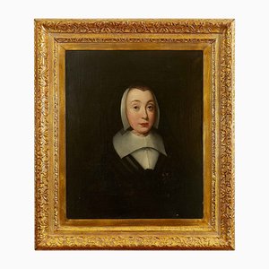 English School Artist, Portrait of Jane Bromley, Mid-1600s, Oil on Canvas, Framed