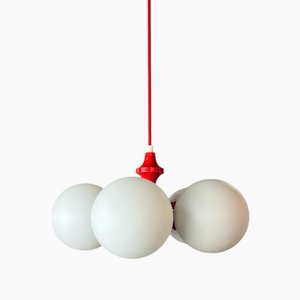 Lustre avec Sphères en Verre Opalin par Richard Essig