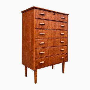 Teak Chest of Drawers with Shell Handles, Denmark