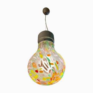 Italian Hand-Blown Light Bulb-Shaped Ceiling Lamp from Due P, 1980s