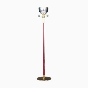 Stehlampe aus Messing & Rubin Glasstab von JT Kalmar, Österreich, 1960er