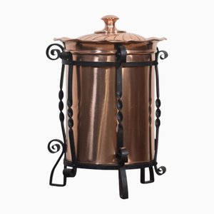Arts and Crafts Circular Copper Coal Bucket, 1890s