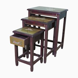 Tables Gigognes Laquées Peintes, 1960, Set de 3