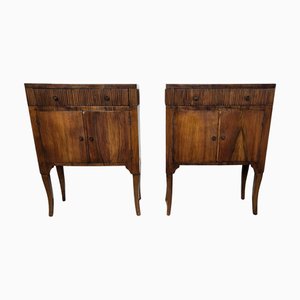 Rustikale Italienische Mid-Century Modern Holz Nachttische, 1950er, 2er Set