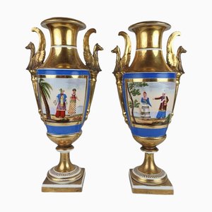 Empire Vases in Polychrome Porcelain