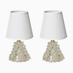 Rostrato Murano Glass and Brass Table Lamps from Barovier, Italy, 1940s, Set of 2