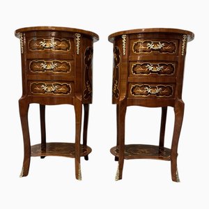 Marquetry Inlay Nightstands, Set of 2