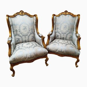 Vintage French Wingback Chairs, Set of 2