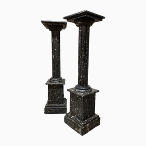 Pedestales de mármol negro. Juego de 2