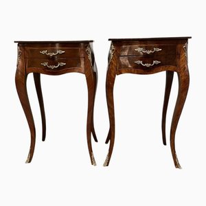 Mahogany Veneer Nightstands, Set of 2