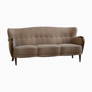 Dänisches Art Deco Drei-Sitzer Sofa aus Buche & Vibrant Stoff, 1940er