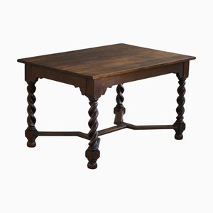 Bureau d'Inspiration Baroque en Chêne avec Pieds Torsadés en Orge, 1940s