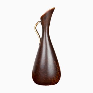 Vase Pichet en Céramique Vernie Métallique et Marron par Gunnar Nylund pour Rörstrand, Suède, 1960s