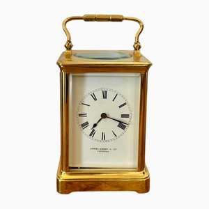 Große antike viktorianische Kutschenuhr aus Messing, 1880er