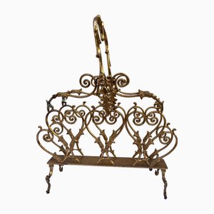 20th Century Baroque Italian Magazine Rack in Brass, 1890s
