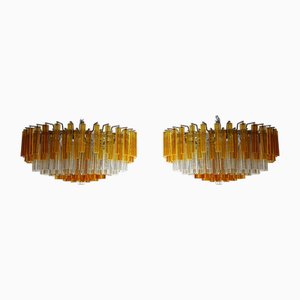 Quadrilobi Chandeliers from Venini, 1960s, Set of 2