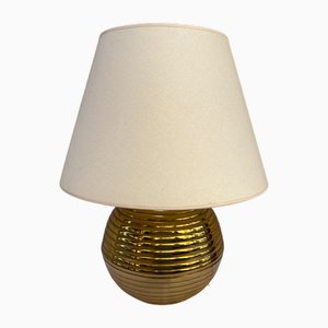 Vintage Tischlampe aus Messing & Beige Stoff, 1970er