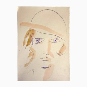 Mario Salmaso, Modern Girls, 1980, Mixed Media auf Papier