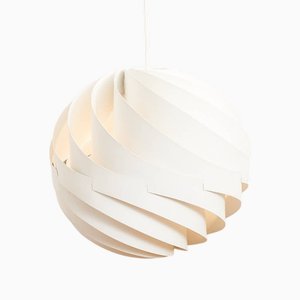 Lampe à Suspension Turbo avec Lattes Courbées en Aluminium Laqué Blanc par Louis Weisdorf pour Lyfa, 1965