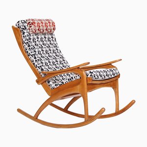 Rocking Chair from Uluv with Upholstery from Élitis, 1950s