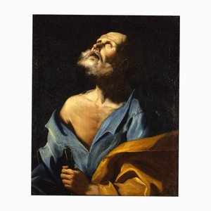 Giuseppe Antonio Petrini, Portrait of Saint Peter, Oil on Canvas, 18th Century, Framed