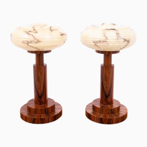 Mid-Century Art Deco Style Table Lamps, Poland, 1950s, Set of 2