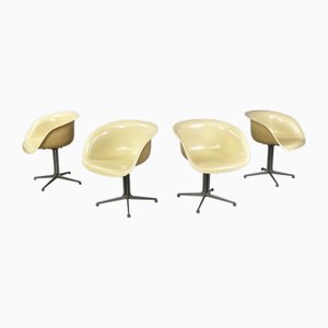 Butacas estadounidenses modernas en beige de Charles Eames para Herman Miller, años 60. Juego de 4
