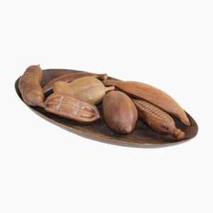 Wooden Fruits and Tray, Set of 8