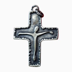 Croix Pectorale Moderniste en Argent Sterling par Reyt, 1950s