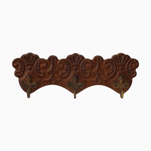 Portemanteau Mural Antique en Chêne Sculpté, 1890s