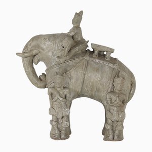 Siamese Celadon Elephant with Warriors, 1920s-1940s