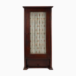 Vintage French Art Deco Tall Cabinet with Glass Door and Hidden Compartiment, 1920