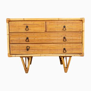 Vintage Chest of Drawers in Rattan and Wrought Iron, 1960