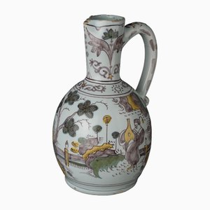 Polychrome Chinoiserie Wine Jug from Delft, 1680s