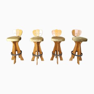 Vintage Brutalist Bar Stools, 1960s, Set of 4