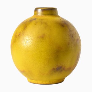 Gelbe Deutsche Kugelförmige Vase von Van Daalen, 1970er