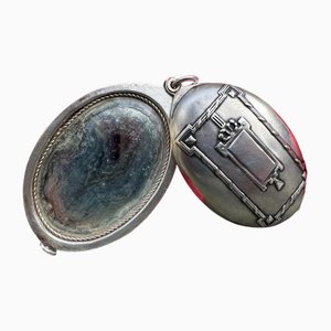 Antikes Spiegelmedaillon aus 800 Silber, Frankreich, 1890er