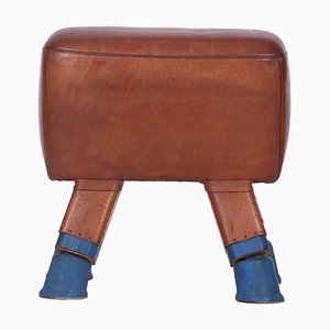 Vintage Turnbank aus Leder mit Knauf, 1930er