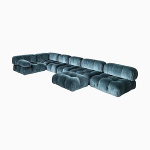 Canapé Modulable Camaleonda en Velours de Coton Bleu par Mario Bellini pour B&B Italia, 1972, Set de 7