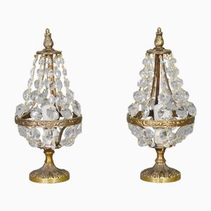 Mid-Century Modern French Cut Glass Table Lamps, 1950s, Set of 2