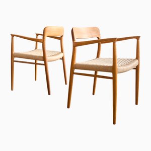 Set of Mid-Century Modern Danish Model 56 Armrest Chairs in Oak by Niels O. Møller for JL Mollers Møbelfabrik, 1950