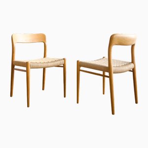 Set de Chaises Modèle 75 Mid-Century en Chêne par Niels O. Møller pour JL Mollers Møbelfabrik, Danemark, 1950s