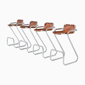 Bar Stools in Leather by Charlotte Perriand for Les Arcs, France, 1960s, Set of 4
