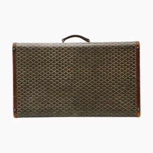 Trunk in Black Goyardine Canvas with Brown Leather Trim by Goyard for Goyard, France, 2000s