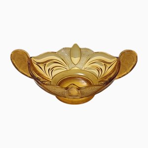 Art Deco Amber Blown Glass Bowl attributed to Brockwitz, 1930s