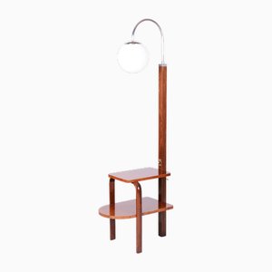 Lampadaire Art Déco en Chrome, Hêtre et Noyer, République Tchèque, 1930s
