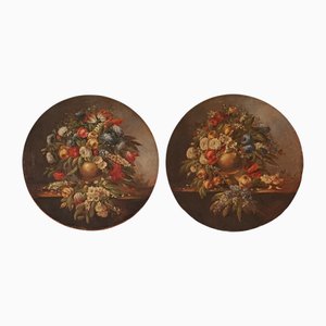Blumenstillleben, 1890er-1910er, Öl auf Leinwand, 2er Set