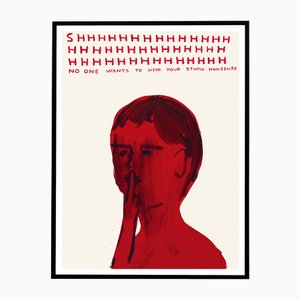 David Shrigley, Shhh, 2023, Papier, Gerahmt