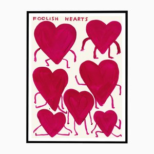 David Shrigley, Foolish Hearts, 2023, Papel, Enmarcado