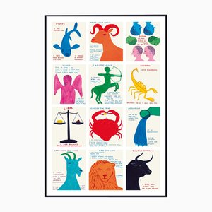 David Shrigley, Segni zodiacali, 2024, Carta, Incorniciato